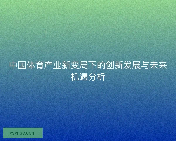 中国体育产业新变局下的创新发展与未来机遇分析